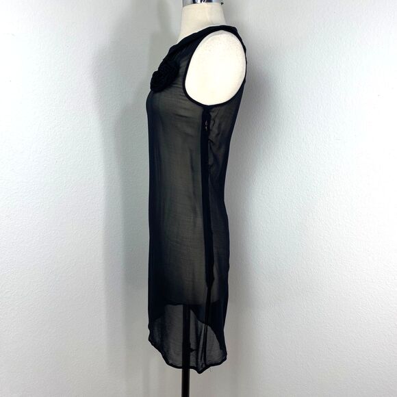 Persaman New York Black Sheer Rayon Shift Dress Small Sleeveless Cocktail Party - Picture 7 of 11